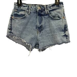 Zara Blue Light Wash Denim Size 6 Women High Waist Frayed Hem Jean Shorts